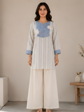 Floral Appliqué Khadi Cotton Blend Co-Ord Set