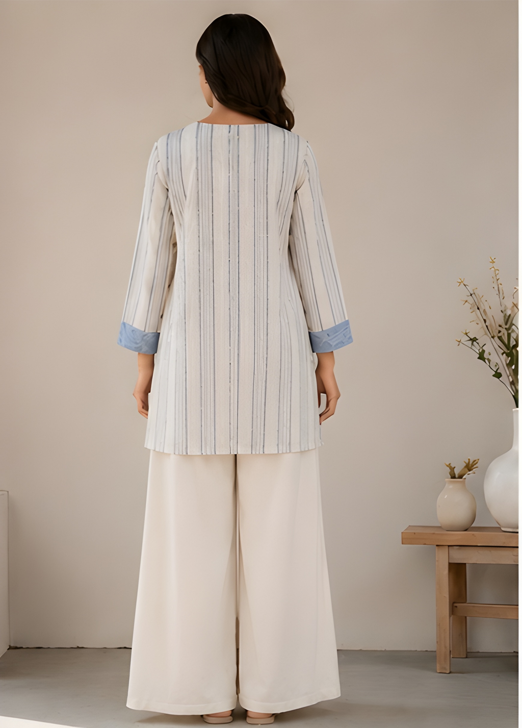 Floral Appliqué Khadi Cotton Blend Co-Ord Set