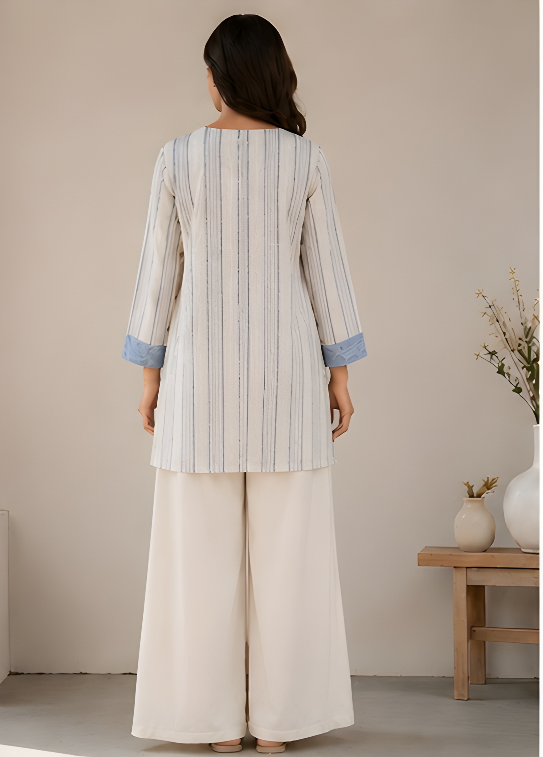 Floral Appliqué Khadi Cotton Blend Co-Ord Set