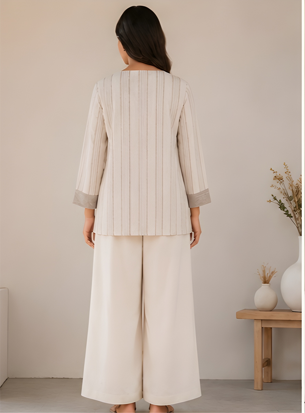 Floral Appliqué Khadi Cotton Blend Co-Ord Set