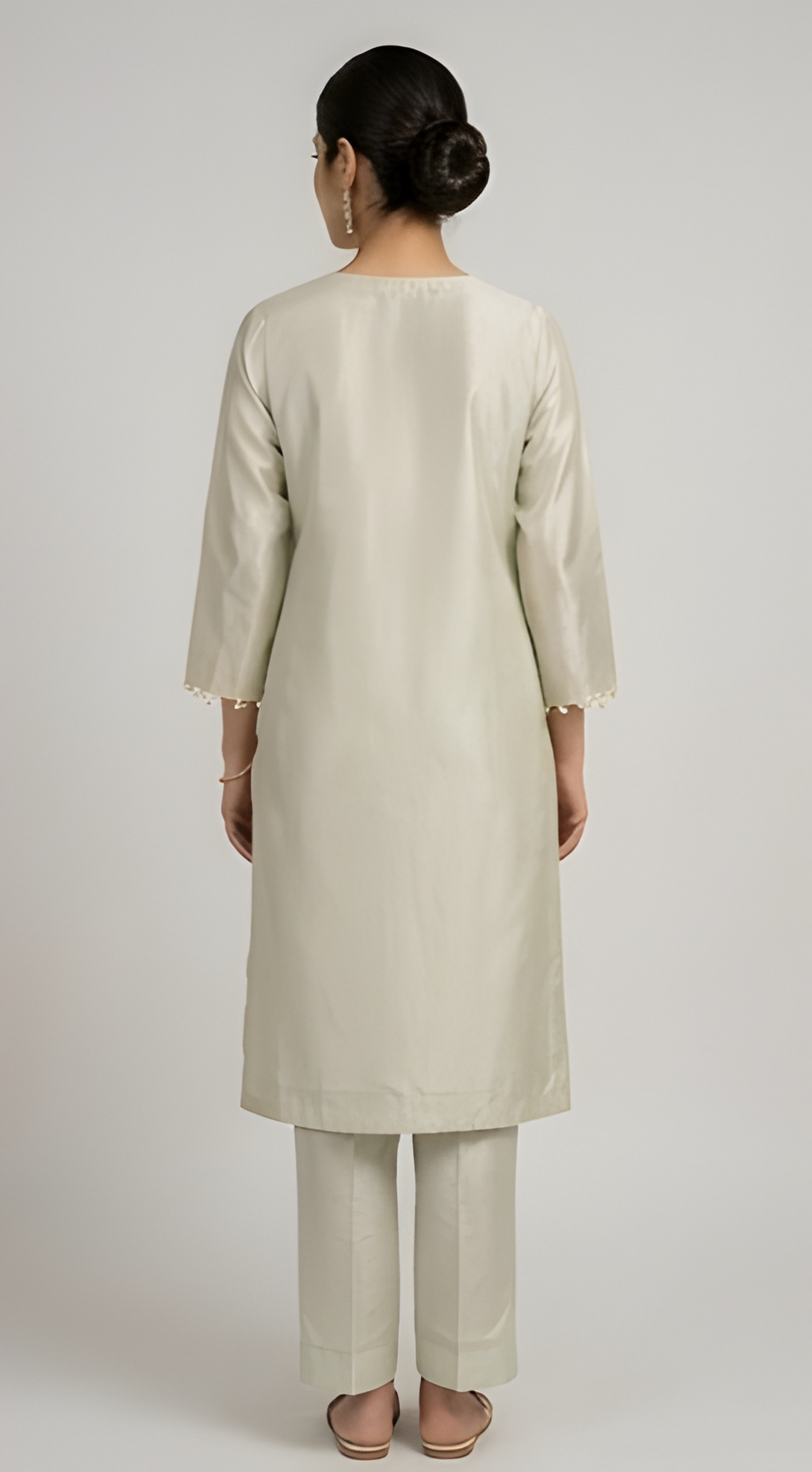 Pastel Circular Embroidered Mint Shimmer Three-Piece Suit