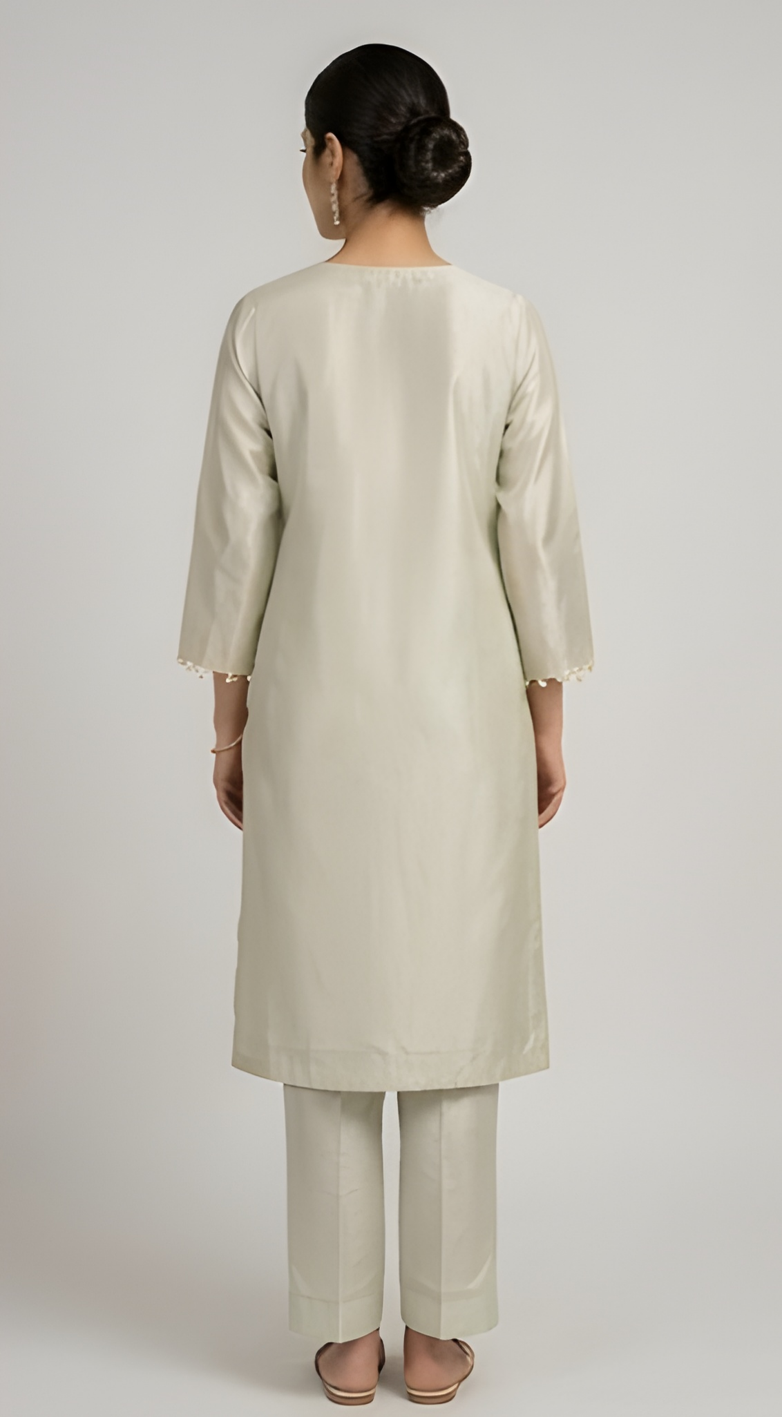 Pastel Circular Embroidered Mint Shimmer Three-Piece Suit
