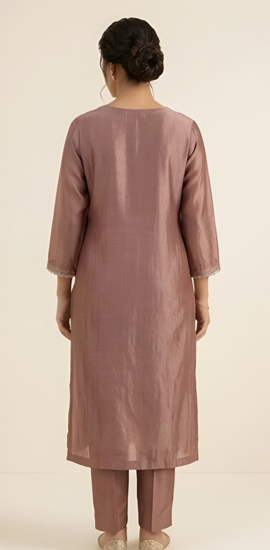Luxe Salsa Sheen Embroidered Mauve Rose Three-Piece Suit
