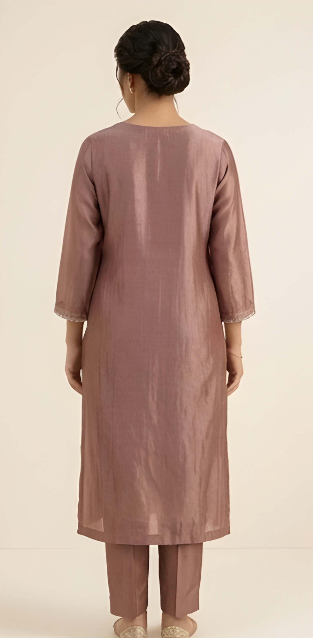 Luxe Salsa Sheen Embroidered Mauve Rose Three-Piece Suit