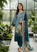 Ombré Floral Printed Pure Crepe Silk Three-Piece Suit