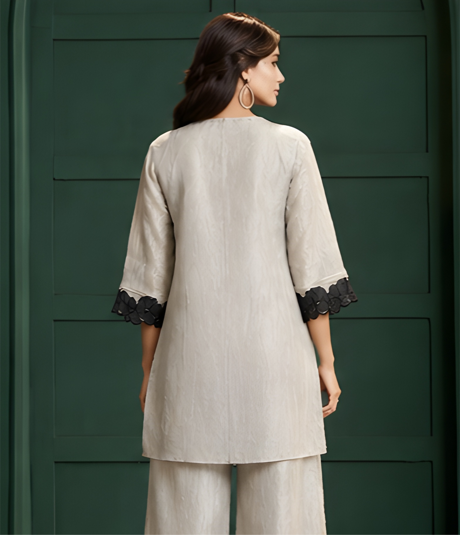 Luxe Salsa Fabric Cutwork Appliqué Three-Piece Suit