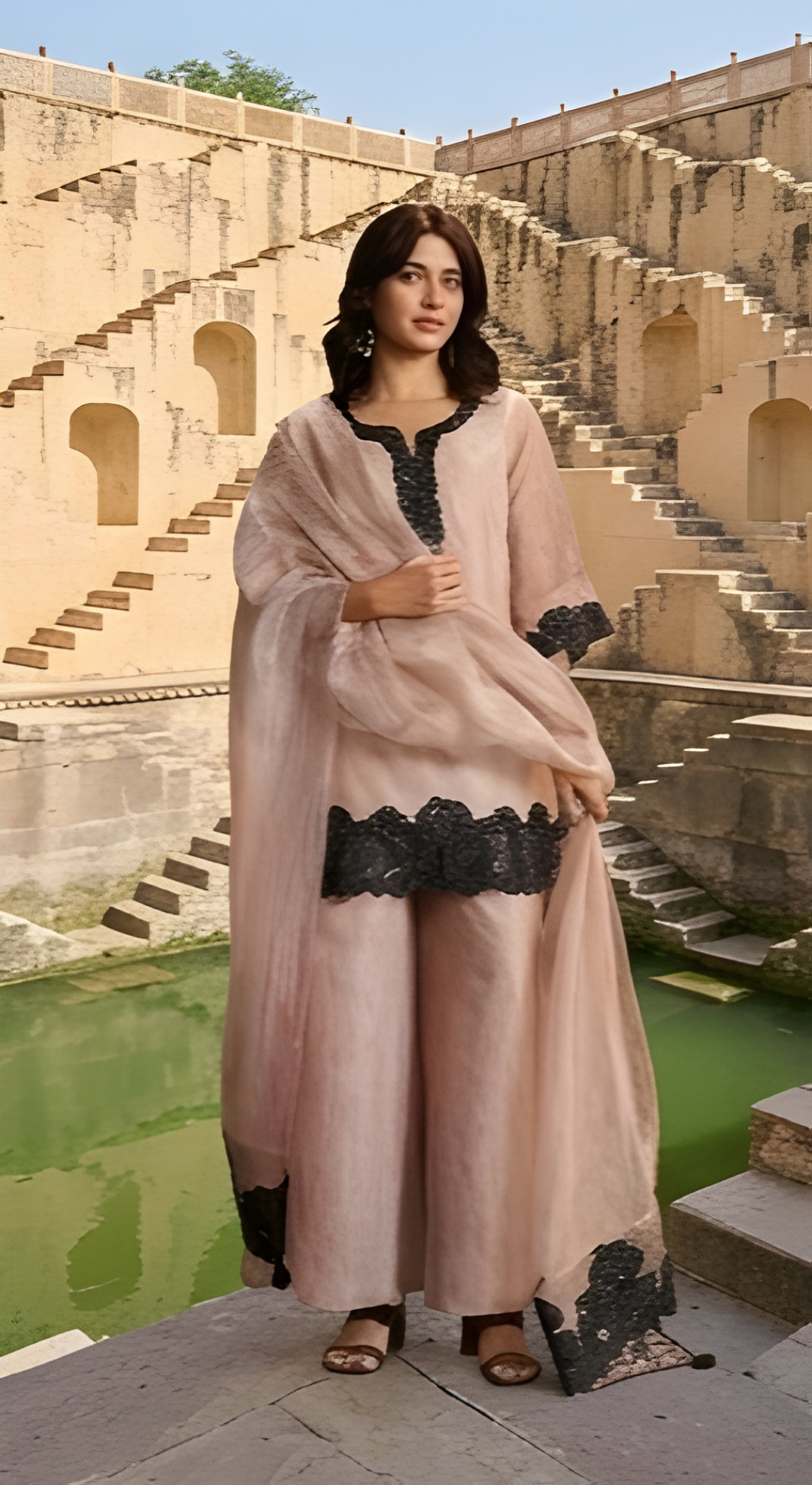 Luxe Salsa Fabric Cutwork Appliqué Three-Piece Suit