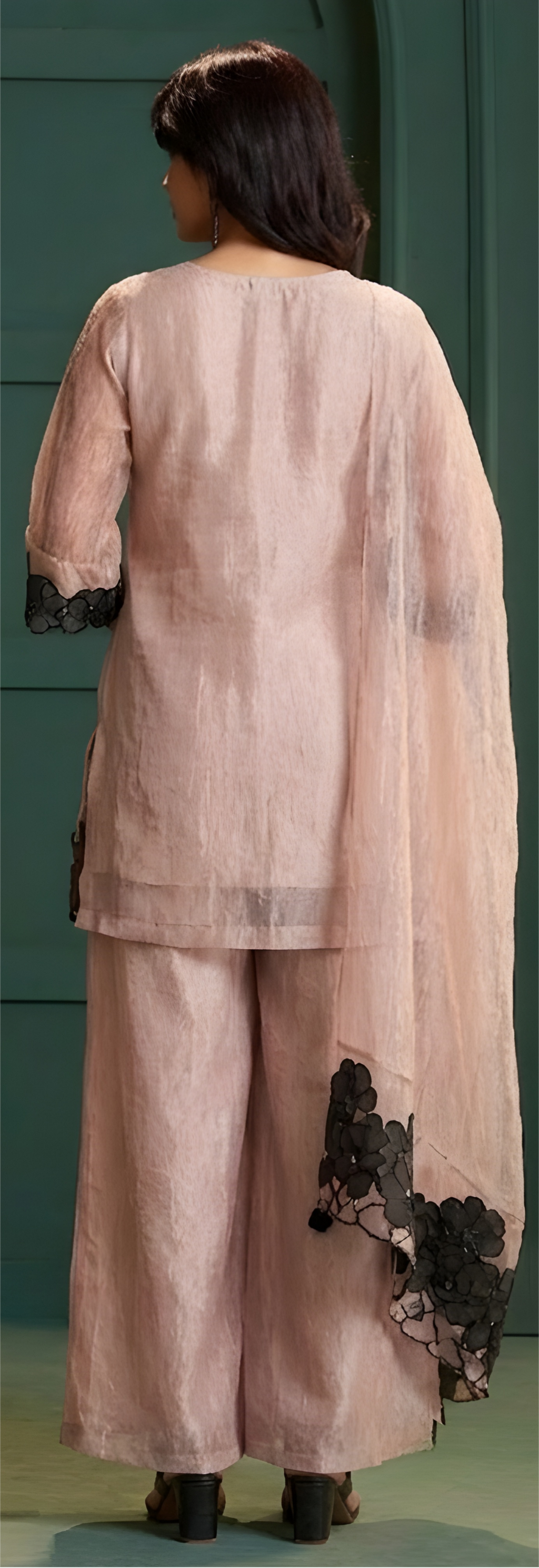 Luxe Salsa Fabric Cutwork Appliqué Three-Piece Suit