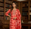 Tie-Dye Floral Printed Coral Peach Gucci Silk Three-Piece Suit