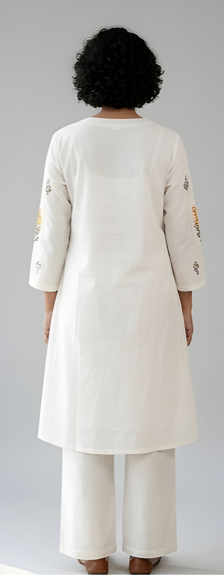 Embroidered Mul Chanderi Tunic & Wide-Leg Co-Ord Set