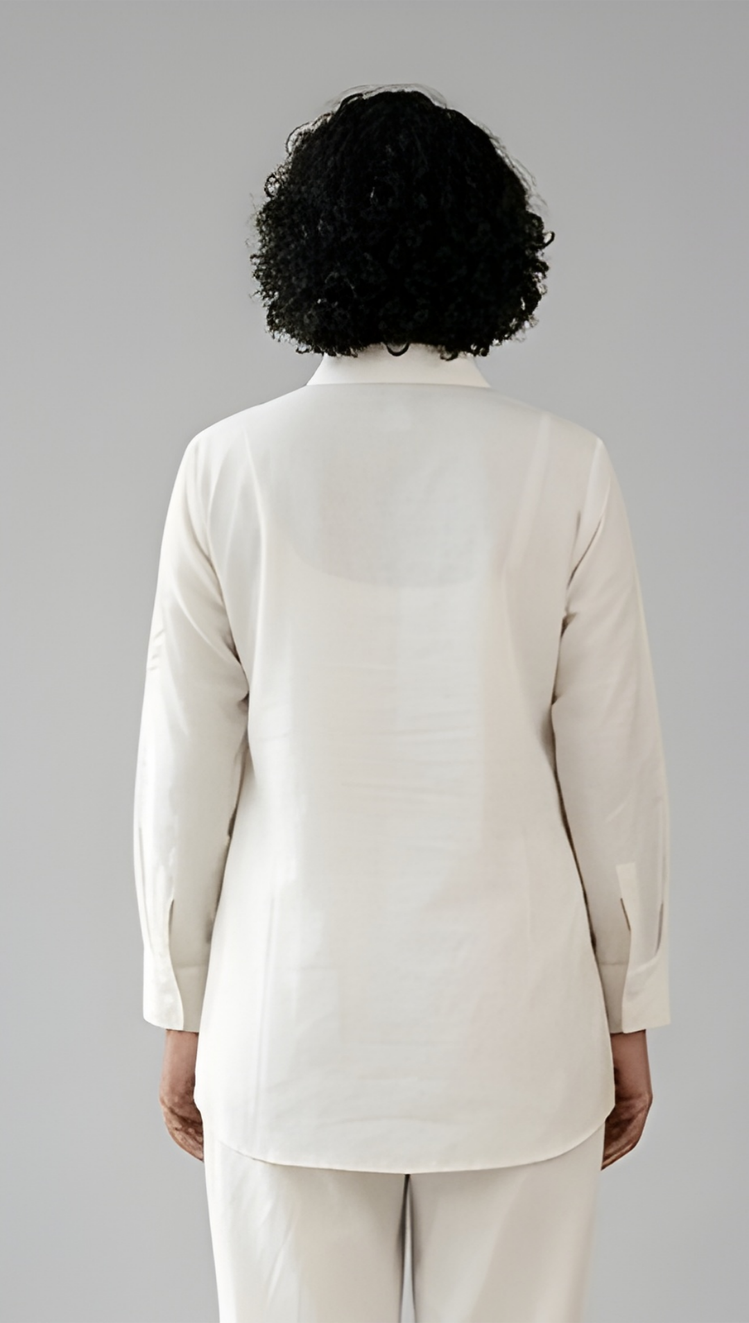 Tonal Leaf-Appliqué Textured Imported Tunic Shirt