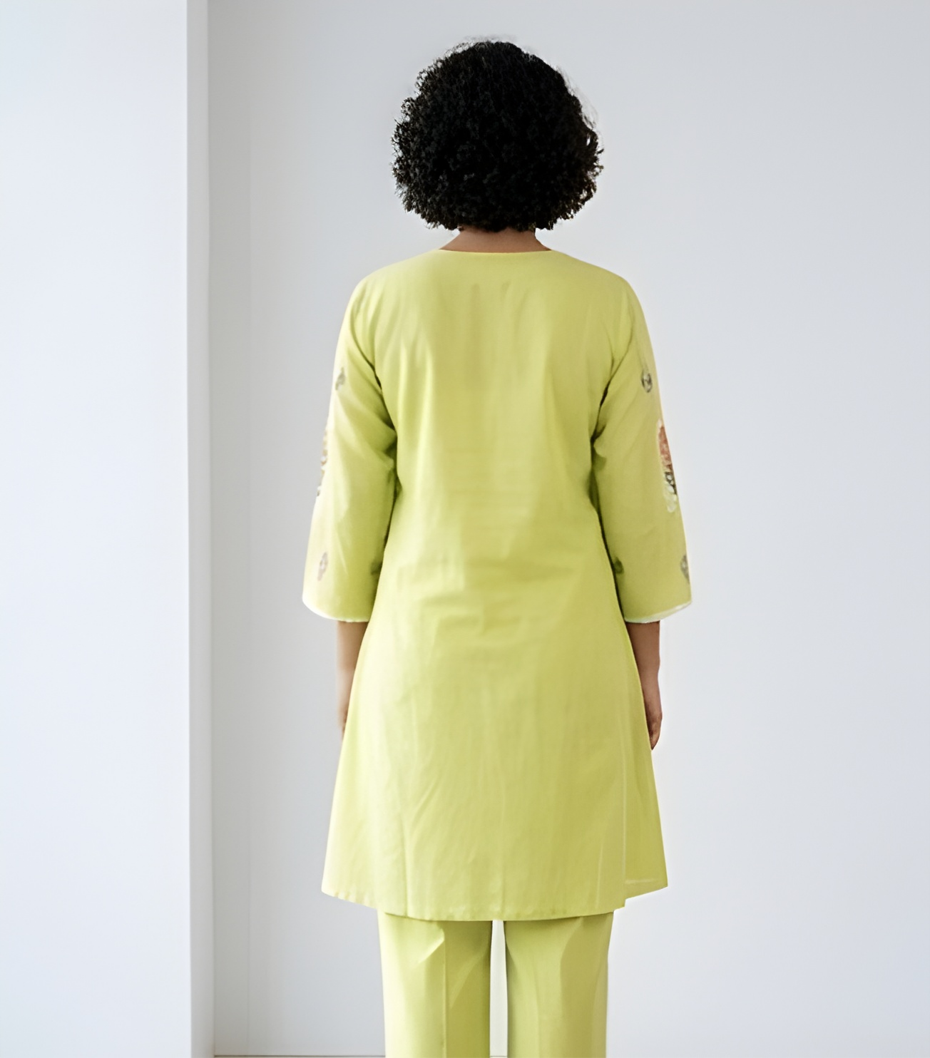 Embroidered Mul Chanderi Tunic & Wide-Leg Co-Ord Set