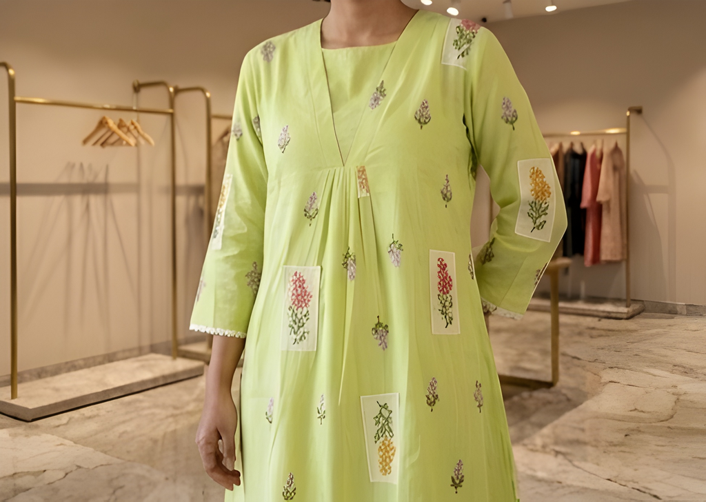Embroidered Mul Chanderi Tunic & Wide-Leg Co-Ord Set