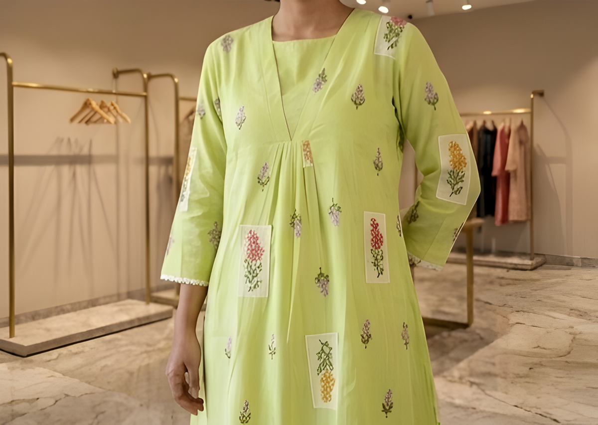 Embroidered Mul Chanderi Tunic & Wide-Leg Co-Ord Set