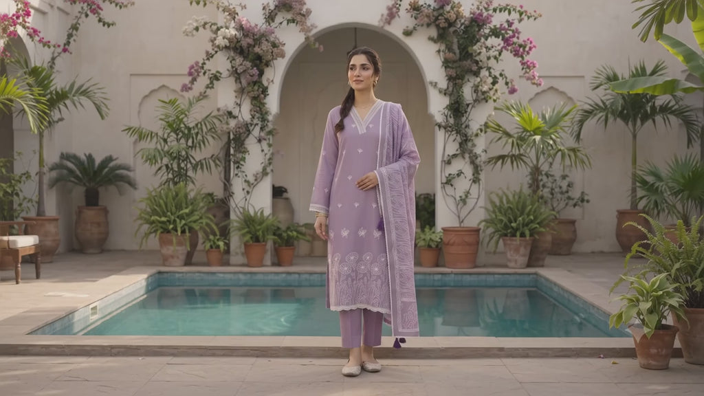 Cotton Kurta Set (Lavender Color)