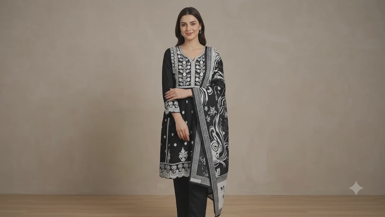 Black Three Piece Kurta set